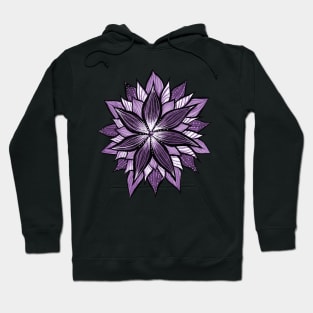 Purple Mandala Like Ink Drawn Abstract Flower Hoodie